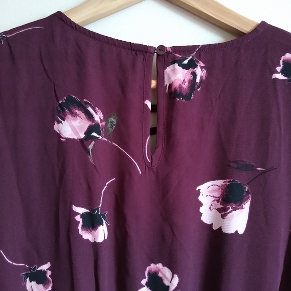 Maurices Long Sleeve Burgundy Floral Print Dress - Picture 4 of 4